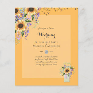 BUDGET WEDDING INVITATIONS - Rustic Sunflowers Flyer