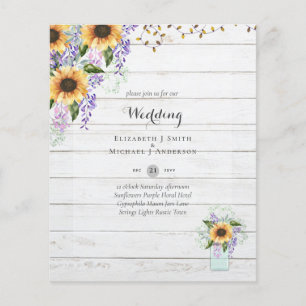 BUDGET WEDDING INVITATIONS - Rustic Sunflowers Flyer