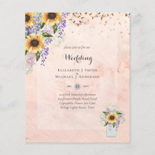 BUDGET WEDDING INVITATIONS - Rustic Sunflowers Flyer