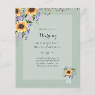 BUDGET WEDDING INVITATIONS - Rustic Sunflowers Flyer
