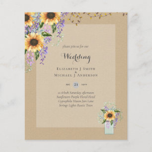 BUDGET WEDDING INVITATIONS - Rustic Sunflowers Flyer