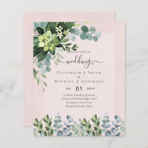 BUDGET WEDDING INVITATIONS SAVE DATES - GREENERY