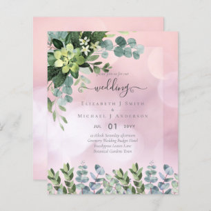 BUDGET WEDDING INVITATIONS SAVE DATES - GREENERY