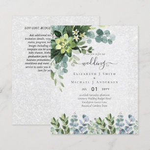 BUDGET WEDDING INVITATIONS SAVE DATES - GREENERY