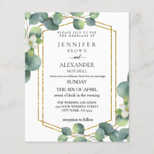 Budget Wedding Invite Rustic foliage eucalyptus  F Flyer
