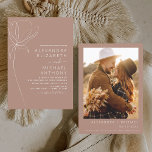 Budget Wedding Minimalist Terracotta Photo Floral<br><div class="desc">Budget Minimalist Botanical Floral Line Art Terracotta (terra cotta) and Neutral Brown Earth Tone Boho Bohemian Sketch Wedding Autumn (Fall),  Winter,  Spring or Summer with Photo or Picture Invitations - includes beautiful and elegant script typography for the special Wedding Day celebration.</div>