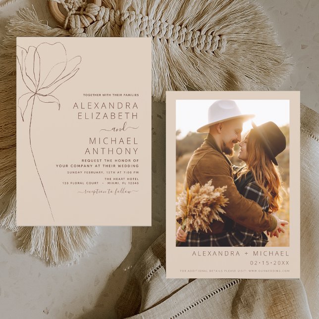 Budget Wedding Minimalist Terracotta Photo Floral Flyer (Creator Uploaded)