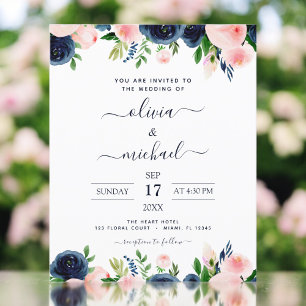 Budget Wedding Navy Blue Blush Pink Floral
