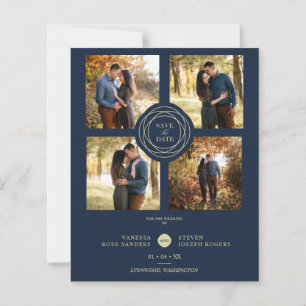 Budget Wedding Navy Gold 4 Photos Modern Collage