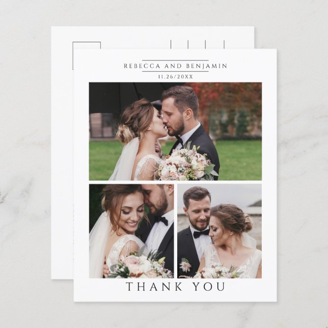 Budget Wedding Photo Collage Thank You Card (Front/Back)