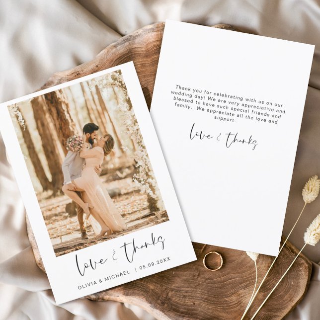 Budget Wedding Photo Minimalist Thank You Card (Creator Uploaded)