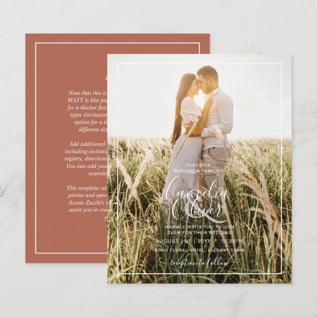 BUDGET Wedding Photo Overlay Invitation (Front/Back)