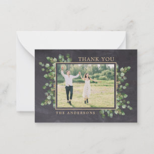 Budget Wedding Photo Rustic Greenery Thank You Card