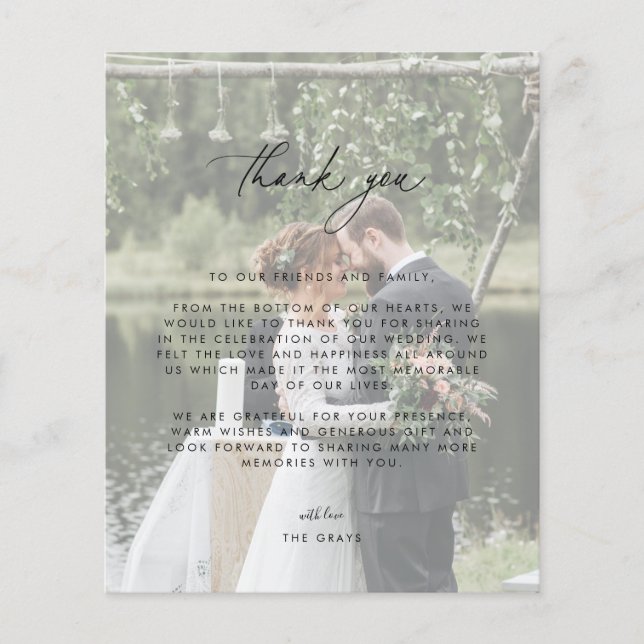 Budget Wedding Photo Thank You Card (Front)