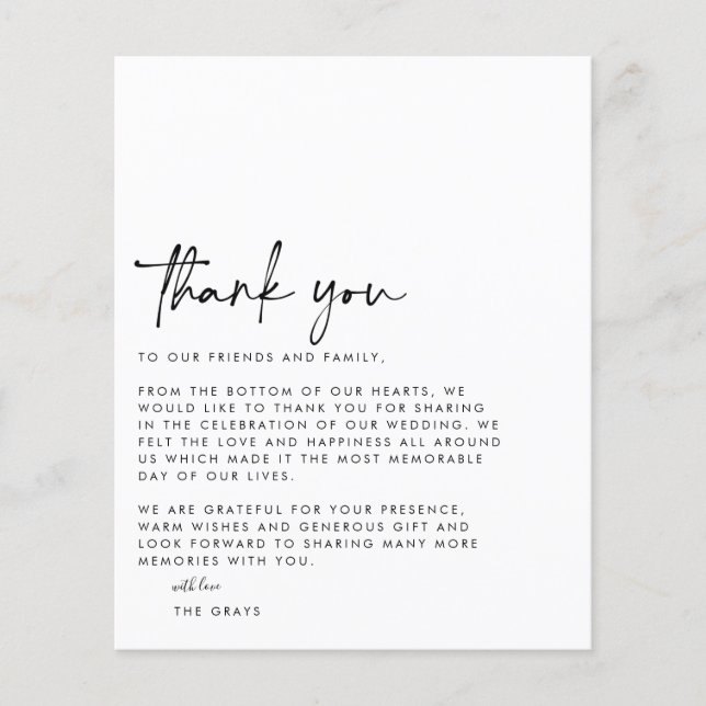 BUDGET Wedding Photo Thank You Card (Front)