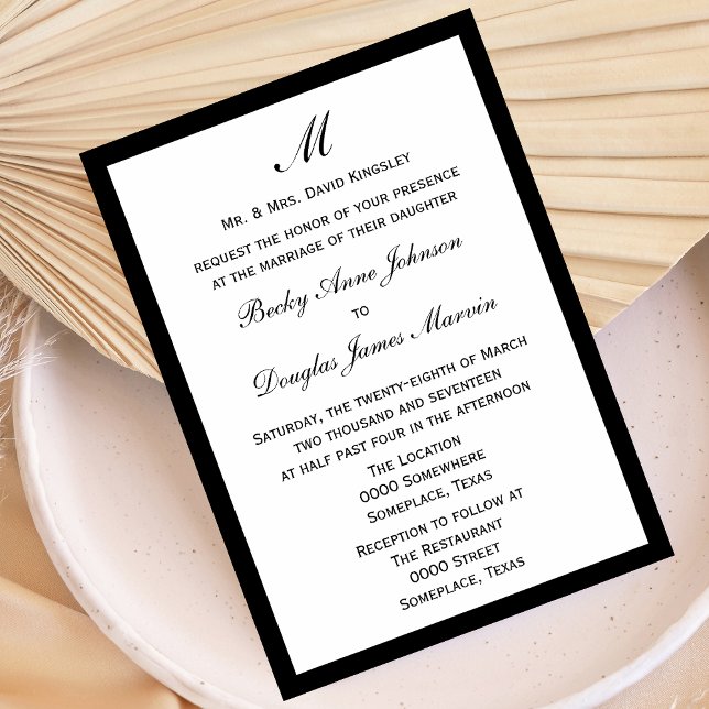 Budget Wedding Pick Border Colour on White Invitation (Creator Uploaded)