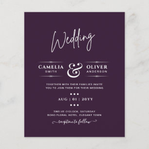 BUDGET Wedding PLUM PURPLE Monochrome Simple Flyer