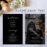 Budget wedding program black white elegant photo<br><div class="desc">Modern simple minimalist typography trendy black faded photo ceremony and party BUDGET affordable wedding program (advertising type) PAPER FLYER template featuring a chic trendy calligraphy script and dark overlay. Easy to personalize with your custom photo and text on both sides! PLEASE READ THIS BEFORE PURCHASING! This is a budget affordable...</div>