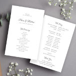 Budget wedding program elegant calligraphy<br><div class="desc">Modern simple classic formal typography script vintage romantic black and white ceremony and party cheap BUDGET affordable wedding program (advertising type) PAPER FLYER template. Easy to personalize with your custom text on both sides! PLEASE READ THIS BEFORE PURCHASING! This is a budget affordable card printed on a FLYER. Please note...</div>