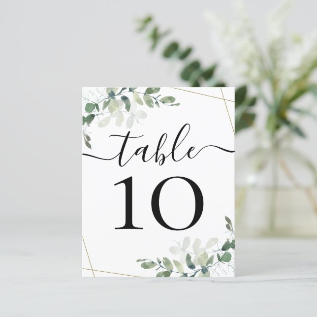 BUDGET Wedding Reception Eucalyptus Table Number (Standing Front)