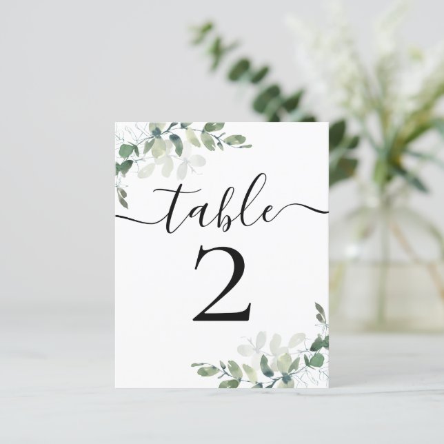BUDGET Wedding Reception Eucalyptus Table Number (Standing Front)