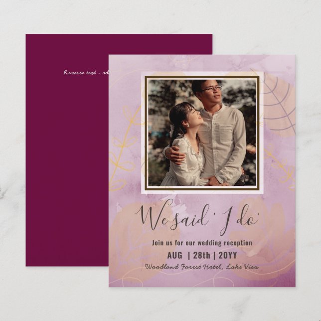 BUDGET Wedding Reception Invite With Couple PHOTO (Front/Back)