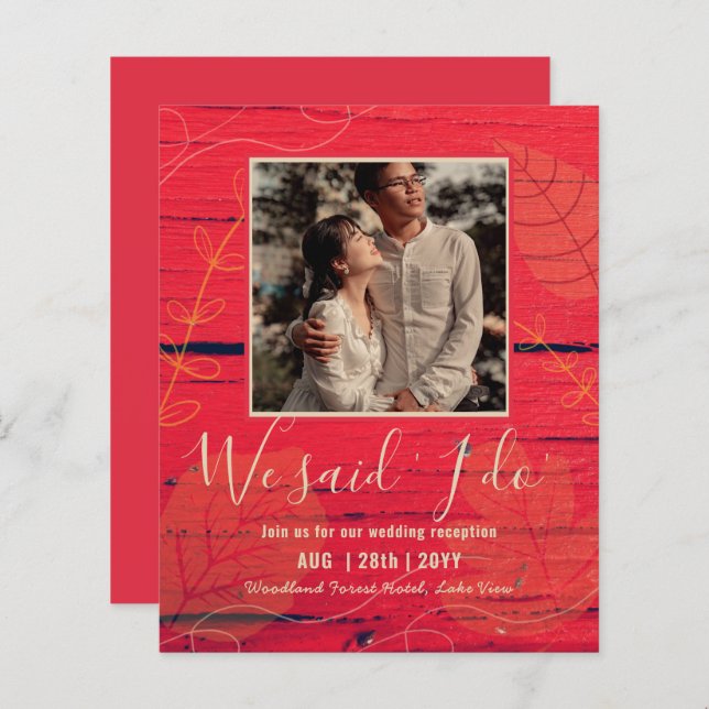 BUDGET Wedding Reception Invite With Couple PHOTO (Front/Back)