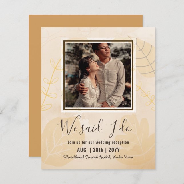 BUDGET Wedding Reception Invite With Couple PHOTO (Front/Back)