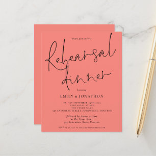 Budget Wedding Rehearsal Dinner Coral Rose Invite
