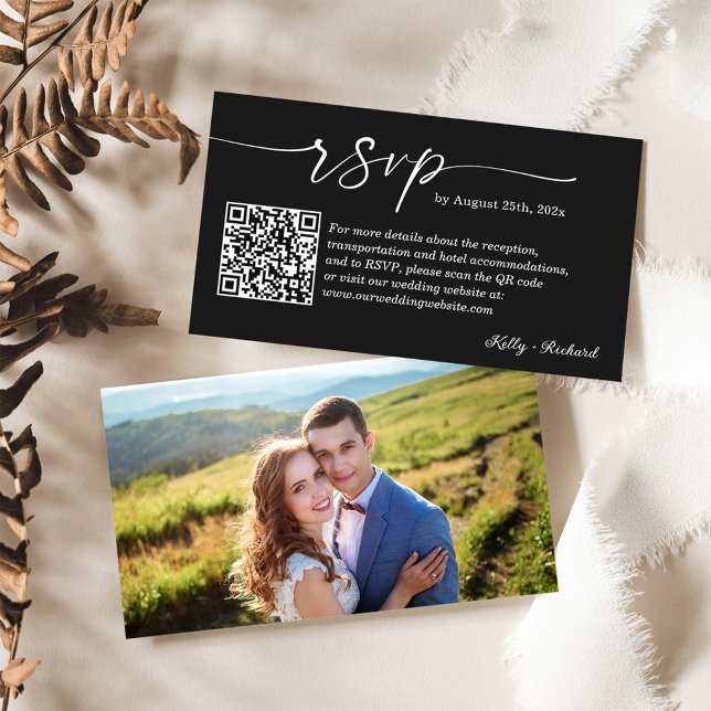Budget Wedding RSVP Website QR Code Photo Enclosure Card (Creator Uploaded)