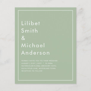 BUDGET Wedding Sage Apple Green Monochrome Text Flyer