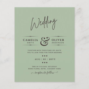 BUDGET Wedding Sage Apple Green Monochrome Text Flyer