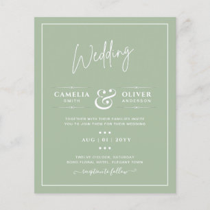 BUDGET Wedding Sage Apple Green Monochrome Text  Flyer