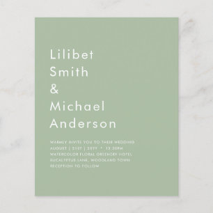 BUDGET Wedding Sage Apple Green Monochrome Text  Flyer