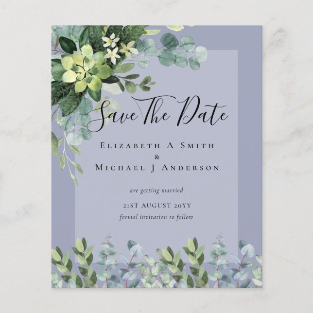 BUDGET WEDDING SAVE DATES - GREENERY Eucalyptus Flyer (Front)
