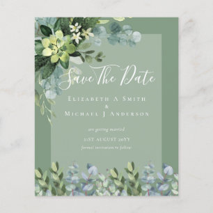 BUDGET WEDDING SAVE DATES - GREENERY Eucalyptus Flyer