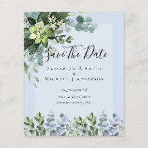 BUDGET WEDDING SAVE DATES - GREENERY Eucalyptus Flyer