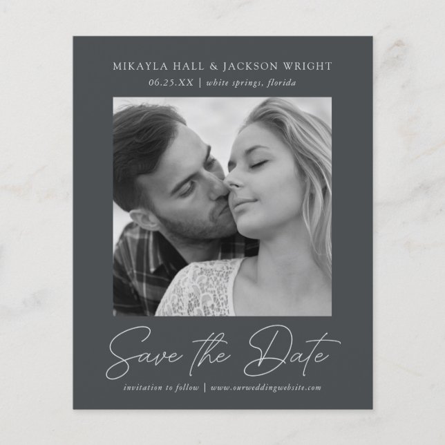 Budget Wedding Save the Date Casual Script Photo (Front)