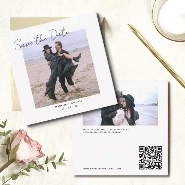 Budget Wedding Save the Date QR Code Photo Card (Creator Uploaded)