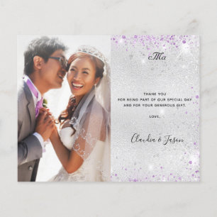 Budget wedding silver purple photo thank you