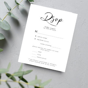 Budget wedding simple meal options RSVP card
