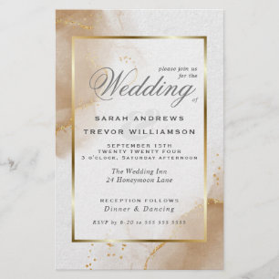 Budget Wedding Soft Brown Gold Abstract Marbled In