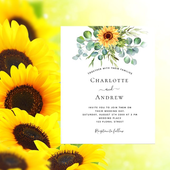 Budget wedding sunflowers eucalyptus invitation (Creator Uploaded)