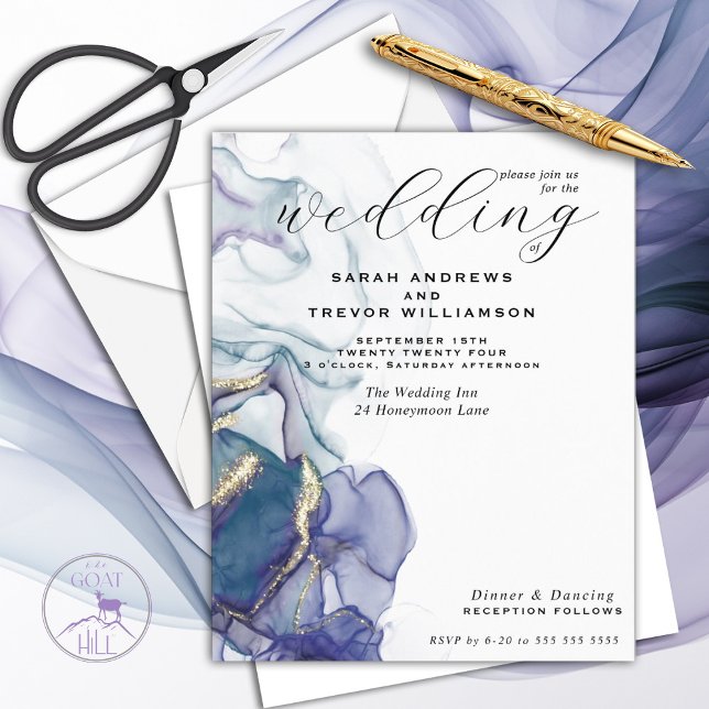 Budget Wedding Teal Violet Alcohol Ink (Creator Uploaded)
