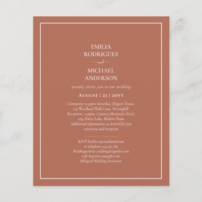 BUDGET Wedding Terracotta Monochrome Flyer (Front)