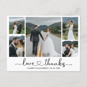 Budget Wedding Thank You 5 Photo Collage Postcard