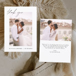 Budget Wedding Thank You Cards Photo Minimalist<br><div class="desc">Budget Wedding Thank You Cards that have a photo on the front and back. The Thank you cards contain a modern hand lettered cursive script typography that are elegant,  simple and modern to use after you minimalist simple wedding day celebration.</div>