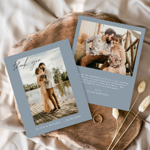 Budget Wedding Thank You Dusty Blue Photo Cards