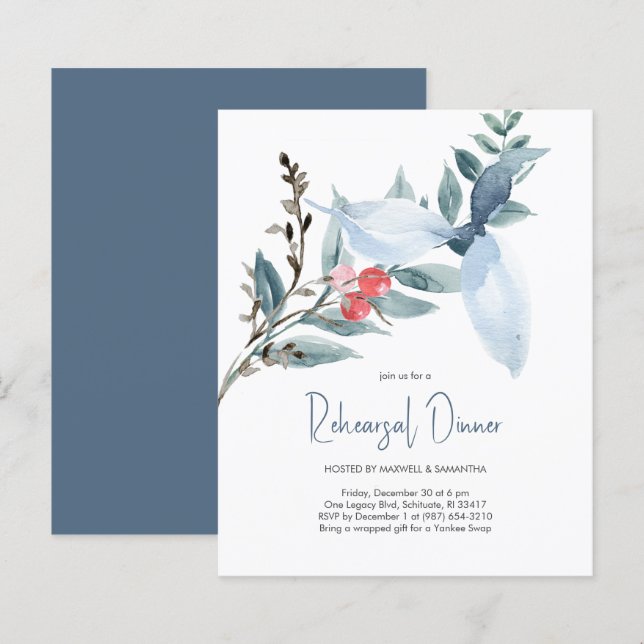 Budget Wedding Watercolor Invitations (Front/Back)