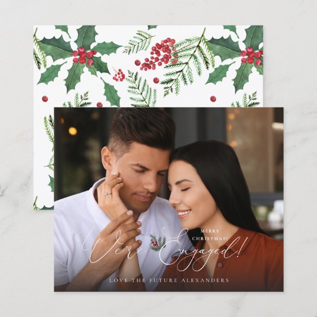 Budget We're Engaged Photo E Holly Berry Holiday H (Front/Back)